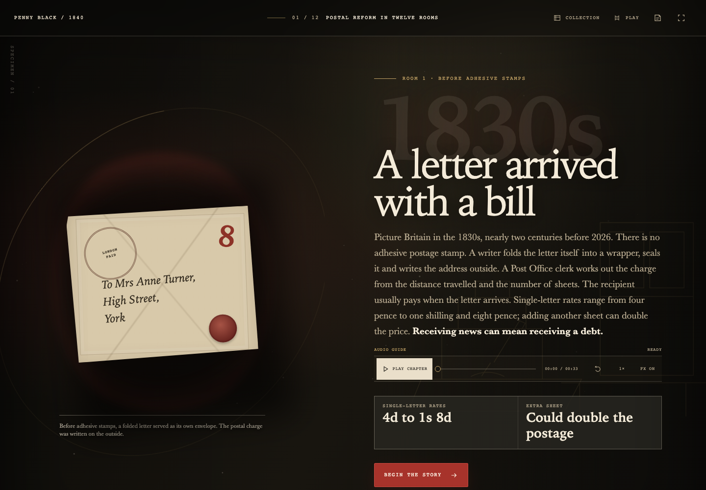 Penny Black, 1840 interactive exhibition.